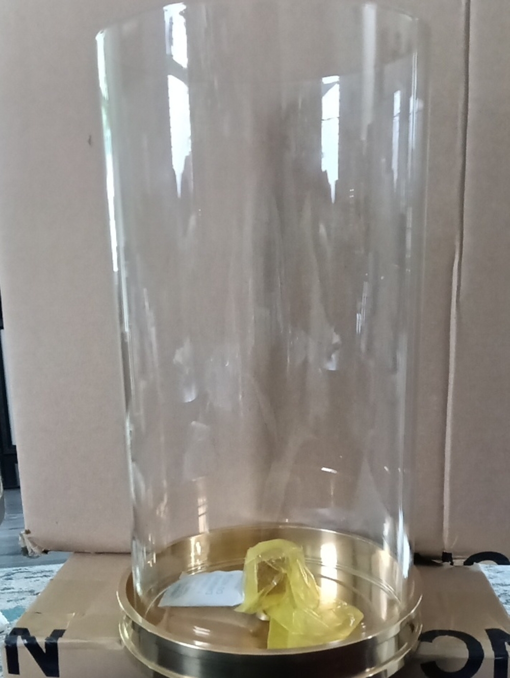 Ralph Lauren Home Clear Glass Cylinder Vase with Gold Base